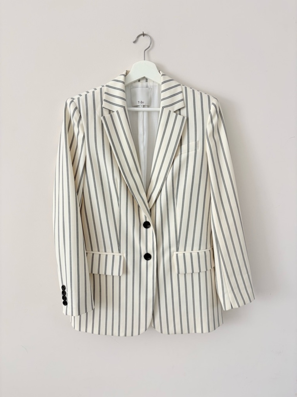 Tibi Levi Pin Striped Blazer Off White